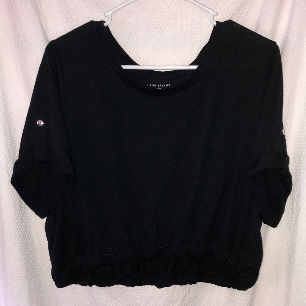 Lane Bryant Black gathered Crop w/Silver button Draws cuffed Sleeves size 22/24